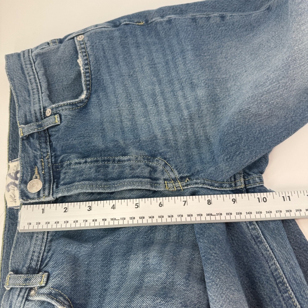 Free People We The Free Straight Leg Jeans Blue Button Fly Raw Hem Size 26 - Picture 9 of 11